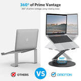 1 x RAW Customer Returns OMOTON Laptop Stand with 360 Rotating Base, Foldable Laptop Holder Double Shaft for Collaboration, Suitable for MacBook pro, air, Huawei, Lenovo, HP etc. up to 16 inches, Black - RRP €32.99