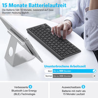 1 x RAW Customer Returns Emetok German Bluetooth keyboard, ultra-thin QWERTZ compatible with iPad 10.2 9.7, iPad Pro 11 iPad Pro 12.9, iPad Air iPad Mini iPhone, stable connection, black - RRP €21.99