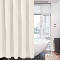 1 x RAW Customer Returns Waffle shower curtain with metal shower curtain rings fabric textile bathtub curtain anti-mold bathroom curtain set waterproof bathtub curtain heavy shower curtain bathroom - 182 x 182cm cream  - RRP €29.94