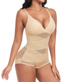 1 x RAW Customer Returns PASUDA Women s Slimming Body Slimming Underwear Shapewear Adjustable Shoulder Shapewear Shaping Underwear Transparent Sheer Mesh Bodysuit Flat Stomach Invisible Shaper Leather, L  - RRP €36.99