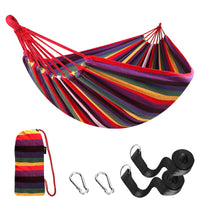 1 x RAW Customer Returns Anyoo Hammock Outdoor Cotton Comfortable Fabric with Tree-Friendly Straps for Hanging, Robust Portable Hammock with Travel Bag for Garden, Indoor, Balcony, Terrace, Camping - RRP €26.08