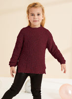 1 x Brand New YBENLOVER Kids Girls Fleece Knitted Sweater Fuzzy Pullover Warm Winter Tops Sweater Wine Red, 150 10-12 Years  - RRP €27.97