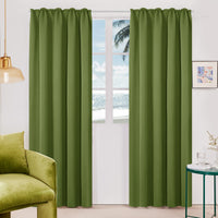 1 x RAW Customer Returns Deconovo thermal curtain, opaque curtains with ruffle tape, noise protection, sun protection, 210 x 140 cm height x width , apple green, set of 2 - RRP €30.74