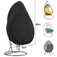 1 x RAW Customer Returns Callni Hanging Chair Cover, Waterproof, High-Strength 420D Oxford Fabric with Windproof Zipper, Swing Chair Protective Cover Hanging Basket, 190 115cm Black - RRP €24.19