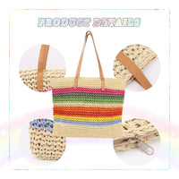 1 x Brand New EVEOUT Straw Shoppers for Women Tote Bags Summer Large Bohemian Style Beach Straw Shoulder Bags - RRP €50.4