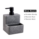 1 x RAW Customer Returns ZCCZ kitchen accessory square soap dispenser in stone look, kitchen organizer for liquid soap, dishwashing liquid, sponge high-quality dishwashing liquid dispenser with drip tray in white - RRP €18.52