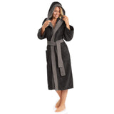 1 x RAW Customer Returns aqua-textil Sylt Bathrobe with Two-tone Hood Long Patch Pockets Decorative Seams Ladies Gentlemen Unisex 100 Cotton XL Black Anthracite - RRP €46.67