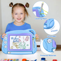 1 x RAW Customer Returns Magnetic Drawing Board Magic Boards for Children, Travel Size Colorful Writing Board Drawing Board- Magnetic Board Magic Drawing Board Creative Toy with 3 Stamps for 3 4 5 Years Old, Blue - RRP €10.99