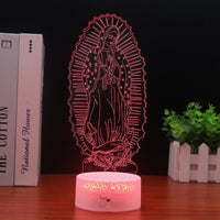 1 x RAW Customer Returns PONLCY Virgin Mary LED Night Light, 16 Colors 3D Illusion Lamp, Remote Control Desk Lamps with Crack Base, Bedroom Decoration Table Lamps for Children Birthday Gifts - RRP €19.15