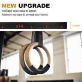 1 x RAW Customer Returns 5BILLION Gymnastic Rings Wooden Gymnastic Rings Gymnastics for Fitness with High-Strength Nylon Straps with Quick Buckle Fasteners Made of Metal Adjustable-32mm - RRP €37.37