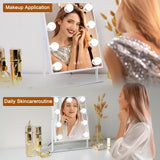 1 x RAW Customer Returns FENCHILIN makeup mirror with lighting 9 dimmable lamps Illuminated makeup mirror Hollywood mirror with lighting LED lamps 360 rotatable makeup mirror with light 3 light colors white 25x30 cm - RRP €49.99