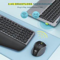 1 x RAW Customer Returns Ergonomic keyboard and mouse wireless with wrist rest, seenda 2.4GHz keyboard mouse set wireless ergonomic, split keyboard with German layout for Windows, laptop PC, black and gray - RRP €40.33