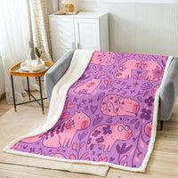 1 x Brand New Cute Capybaras Blanket 150x200,Kawaii Capybara Rodents Animals Blanket Throw for Kids,Aesthetic Flowers Plants Fleece Blanket Cute Room Decor for Teens Girls,Romantic Purple Fuzzy Blanket Soft - RRP €37.99