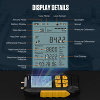 1 x RAW Customer Returns PT520 Digital Pressure Gauge Air Pressure Meter -100-200 KPa 0.01 Resolution Air Pressure 11 Units Differential Dual Port HVAC Digital Manometer Gas Pressure Tester with Backlit LCD Display - RRP €75.0