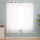 1 x RAW Customer Returns Deconovo Curtains Modern Living Room Curtains Embroidered Translucent Curtains for Bedroom Windows with Eyelets 140 x 175 cm 2 Pieces Light Gray Stars and White - RRP €22.18