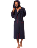 1 x RAW Customer Returns Morgenstern waffle pique bathrobe men in navy light summer men s dressing gown with hood size XXXXL sauna robe shower robe honeycomb blue - RRP €69.95