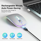 1 x RAW Customer Returns cimetech Bluetooth mouse wireless Bluetooth 5.1 USB 2.4 GHz LED dual mode rechargeable optical office wireless mouse for laptop MacBook Air Pro, iPad, computer, desktop, mouse with USB C adapter - RRP €16.99