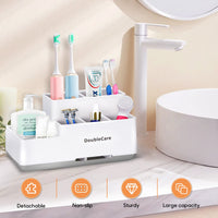 1 x RAW Customer Returns Large Toothbrush Holder Electric Toothbrush, Removable Plastic Toothbrush Stand, Multifunctional Storage for Toothbrush Toothpaste Razor, Easy to Clean, White - RRP €23.7