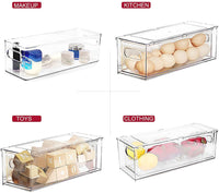 1 x RAW Customer Returns Greentainer refrigerator organizer drawer set with handle, 3-pack stackable kitchen storage boxes with pull-out drawer lid for vegetables, berries, meat PET plastic food storage containers - RRP €69.99