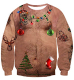 1 x RAW Customer Returns IDGREATIM Men Ugly Christmas Hoodies Pullover Sweatshirts Hairy Chest Round Neck Christmas Long Sleeves Sweaters for Christmas XXXL - RRP €30.24