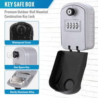 1 x RAW Customer Returns Key safe ENONEO key safe with 4-digit number code with waterproof cover large key box key box wall mounting outside inside for home, car, offices and garages gray  - RRP €27.53