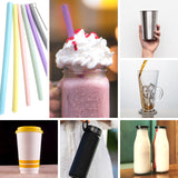 1 x RAW Customer Returns DailyTreasures Reusable Silicone Drinking Straws, 14 Piece Silicone Straws Set 2 Cleaning Brushes, Bubble Straws Silicone BPA Free Colored Silicone Drinking Straws for Cocktail Coffee Juice Drinks - RRP €10.49