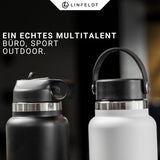 2 x RAW Customer Returns LINFELDT 3 Lid Drinking Bottle Stainless Steel 1L Insulated CO2 2X Straw - BPA Free - Leak-proof Insulated Bottle 1 Liter - 24H COLD 12H HOT - Outdoor Sport Fitness Camping Hiking Office White - RRP €40.32