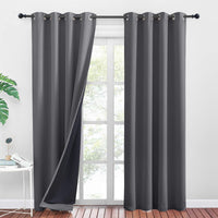 1 x RAW Customer Returns PONY DANCE Thick and Heavy Curtains Cold Protection Thermal Curtain Double Layer Blackout Curtains Gray Eyelet Curtain Set of 2 H 245 x W 140 cm Blackout Curtains Bedroom Opaque - RRP €46.71