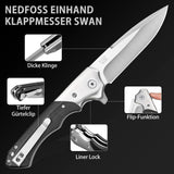 1 x RAW Customer Returns NedFoss SWAN folding knife, 9.3cm d2 steel survival knife with G10 handle, one-hand knife, sharp pocket knife with belt clip, hunting knife, outdoor knife for everyday use, as a collection gift - RRP €39.98