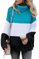 1 x Brand New SMENG turtleneck sweater women cozy sweater women sweater autumn women winter high neck long sleeve knitted sweater light blue L - RRP €27.6