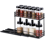 1 x RAW Customer Returns VYRKRA spice rack drawer, spice organizer, drawer organizer kitchen, 2-tier kitchen cabinet organizer, stainless steel kitchen organizer, telescopic drawer black - RRP €30.99