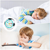 1 x RAW Customer Returns Edillas alarm clock for children for girls boys, analog alarm clock silent without ticking with light snooze function football alarm clock for children bedroom bedside table wake-up clock black  - RRP €16.99