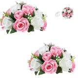 1 x RAW Customer Returns BLOSMON Bouquet Flower Arrangements Artificial Decoration Rose 2 Pcs Pink White Artificial Bouquet Flowers Table Decoration Flower Ball Valentine s Day Bouquet Real Roses for Wedding Mother s Day Gift - RRP €19.14