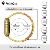 1 x RAW Customer Returns Fullmosa Compatible with Apple Watch Strap 40mm 41mm 38mm Series SE 9 8 7 6 5 4 3 2 1, Stainless Steel Apple Watch Replacement Straps for Women Men, Metal Bracelet with TPU Protective Case, Gold - RRP €33.6