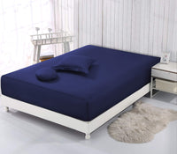 1 x RAW Customer Returns VISION - fitted sheet, 150 x 200 cm, color navy blue, 100 cotton, 57 threads cm , 4 elastic corners, stretch height 30 cm - RRP €18.1