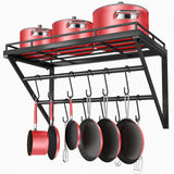 1 x RAW Customer Returns OROPY Pot Rack, 3-Layer Iron Kitchen Shelf Wall Mounted, Pan Holder with 12 Hooks, 60 29.5 24.5cm, Kitchen Utensil Holder, Kitchen Wall Shelf for Pots and Pans - RRP €38.2