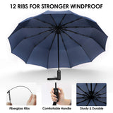 1 x RAW Customer Returns JIGUOOR 12 Ribs Umbrella Windproof Travel Umbrella Compact, Light, Automatic, Strong and Portable, Folding Backpack Auto Open Close Umbrella for Rain, Men and Women-Blue - RRP €21.17