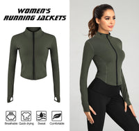 1 x Brand New SEAUR Tops Women s Athletic Thin Comfort Breathable Jacket Clothing Thermal Full Zip Sweat Jacket Sports Jacket for Yoga Fitness Running Training Green - RRP €34.27