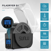 1 x RAW Customer Returns Updated Filament Dryer Box with Fan, SUNLU S1 Plus Filament Dryer for 3D Printer Filament 1.75 2.85 3.00mm, Keeps Filament Dry during 3D Printing, Filament Storage Box, Black - RRP €39.99