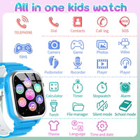 1 x RAW Customer Returns Smartwatch Kids 26 Games, Phone, Pedometer, Calories -SOS Smartwatch for Kids Boys Girls HD Camera, Music Player, Video, Stopwatch, 3-12 Year Old Children Christmas Birthday Gifts - RRP €39.34