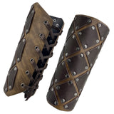 1 x RAW Customer Returns HiiFeuer Medieval Brigantine Style Armguards, Faux Leather Mercenary Combat Gauntlet, Renaissance Knight Arm Guard, Vintage Style Brown B  - RRP €28.73