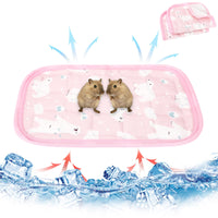 1 x Brand New Hileyu Hamster Cooling Mat, 2Pcs Summer Cooling Mat for Rabbits, Guinea Pig Bed Bunny Bed for Summer, Pet Cooler Summer Soft ICE Silk Washable Small Animal Cooling Mat Bed Pink  - RRP €6.88