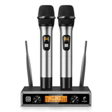 1 x RAW Customer Returns TONOR Wireless Radio Microphone UHF Professional Dynamic Wireless Dual Microphone, Handheld Microphone System, Home KTV Set for Karaoke, Party, DJ, Church, Wedding, Meeting, 60 Meters, TW820, Gray - RRP €109.99