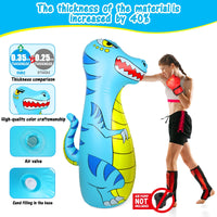 1 x RAW Customer Returns EQARD Punching Bag for Kids 120cm Inflatable Dinosaur Bop Bag with Thicker Material Instant Bounce Back with Boxing Gloves Karate Kickboxing Taekwondo Kids Gift for Ages 3-9 Girls Boys - RRP €32.35