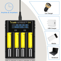 1 x RAW Customer Returns Snado Battery Charger Universal, LCD Smart Battery Charger for NI-MH NI-CD AA AAA Li-Ion IMR INR ICR 18650 18500 18350 17670 17500 16340 14500 10440 RCR123 26650 RCR Battery - RRP €20.54