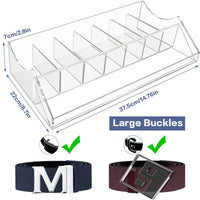 1 x RAW Customer Returns Acrylic Belt Organizer, ToyaJeco 7 Compartments Belt Storage Holder for Closet Drawer, Clear Belt Box Container Display Case with Display Stand for Tie Bow Tie Jewelry Watch 7 Grids  - RRP €34.21