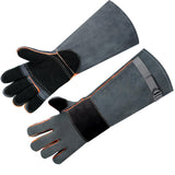 1 x RAW Customer Returns Leather grill gloves, fireproof gloves, unisex oven gloves, grill gloves with forearm protection, reusable baking gloves, heat-resistant grill gloves for grilling, cooking, baking, outdoors - RRP €22.16