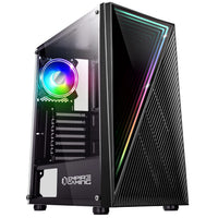 1 x RAW Customer Returns EMPIRE GAMING - PC Gamer Crystal Case - ARGB Mid-Tower ATX, Micro ATX and ITX - 3D Mirror Effect Front - 1 x 120 mm 3 Pins 5 Volt Addressable RGB LED and 1 x 120 mm Standard Fans - Black - RRP €69.19