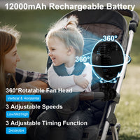 1 x RAW Customer Returns ELZO 12000mAh USB Fan Quiet, Handheld Fan Mini Fan with 3 Speeds 360 Rotation, Portable Clip Fan Table Fan with Flexible Tripod for Stroller Office Car Camping - RRP €33.99