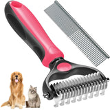 6 x Brand New Dog Cat Brush, Pet Grooming Rake and Brushes for Small, Medium and Large Dogs, 17 9, Double Sided Deshedding Tool with Comb for Dogs - RRP €108.0